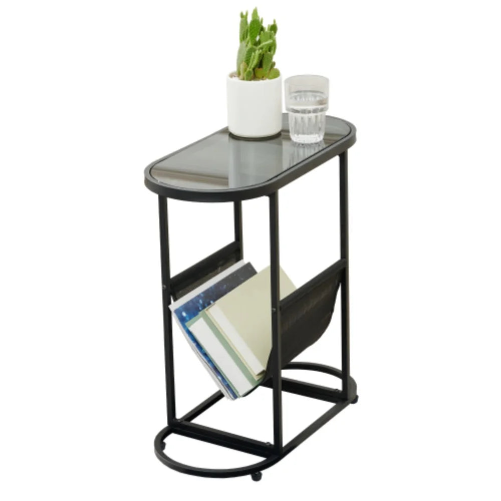 Oval Glass Side Tables with Storage R473