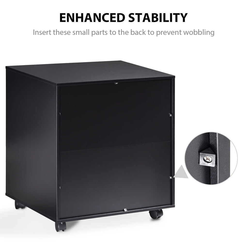 Black Mobile Printer Stand with Adjustable Shelf W534945