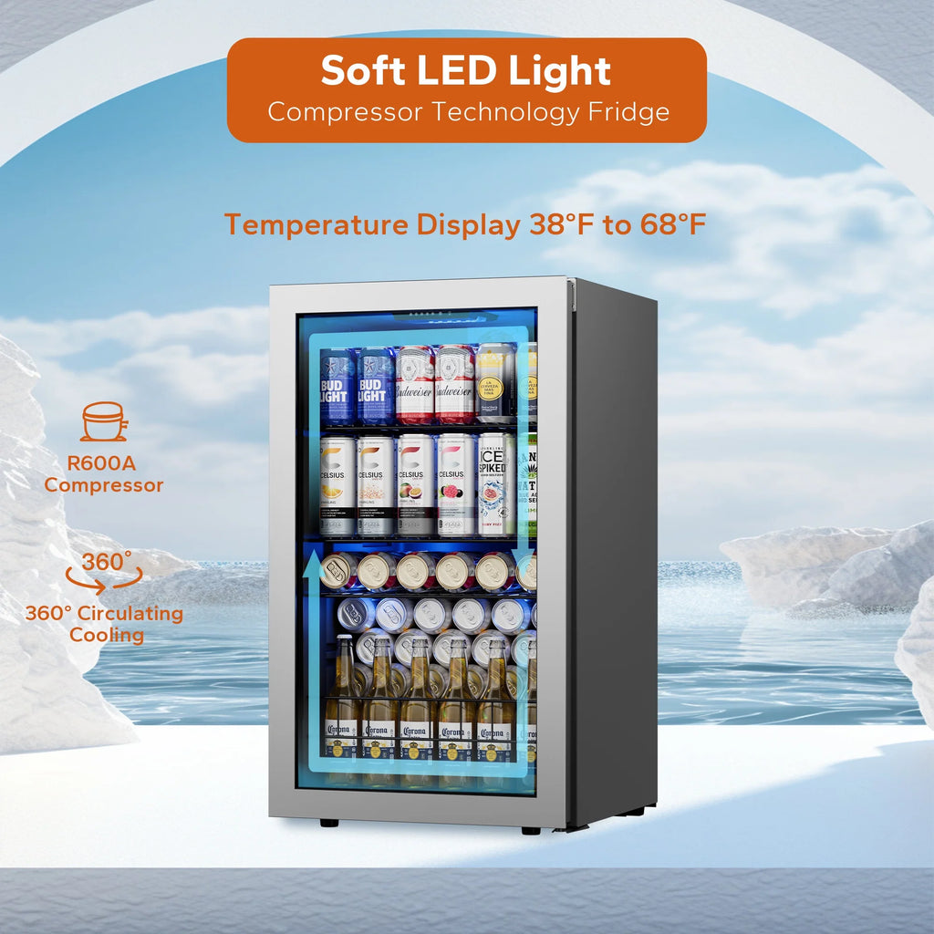 280 Can Freestanding Beverage Refrigerator with Glass Door P169