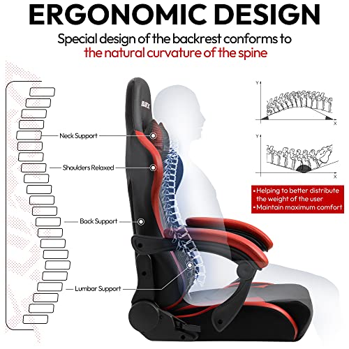 Black Grey Ergonomic Racing Style Recliner Gaming Chair with Massage Lumbar Support and Retractable Footrest R193