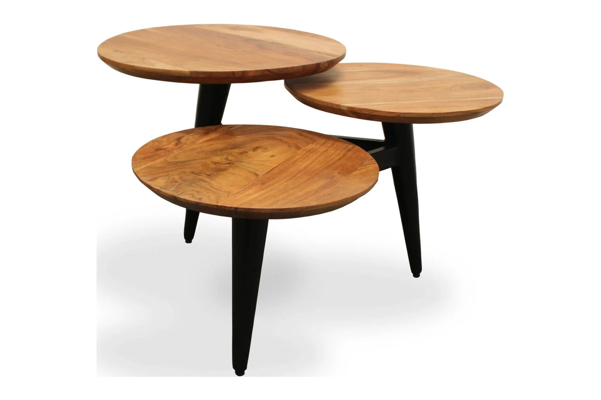 Black Brown Solid Wood Round Coffee Table D908927