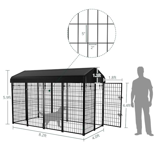 8'x6'x4' Outdoor Dog Kennel with Roof V87763