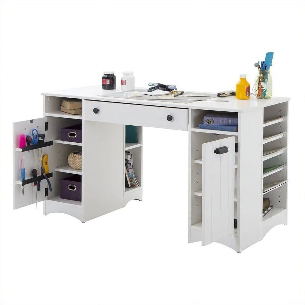 Craft Table with Storage Pure White G542