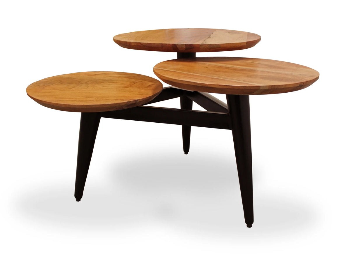 Black Brown Solid Wood Round Coffee Table D908927