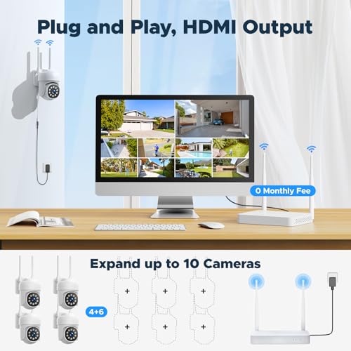 4Pcs Wireless PTZ Security Camera System with 4K NVR Q79798