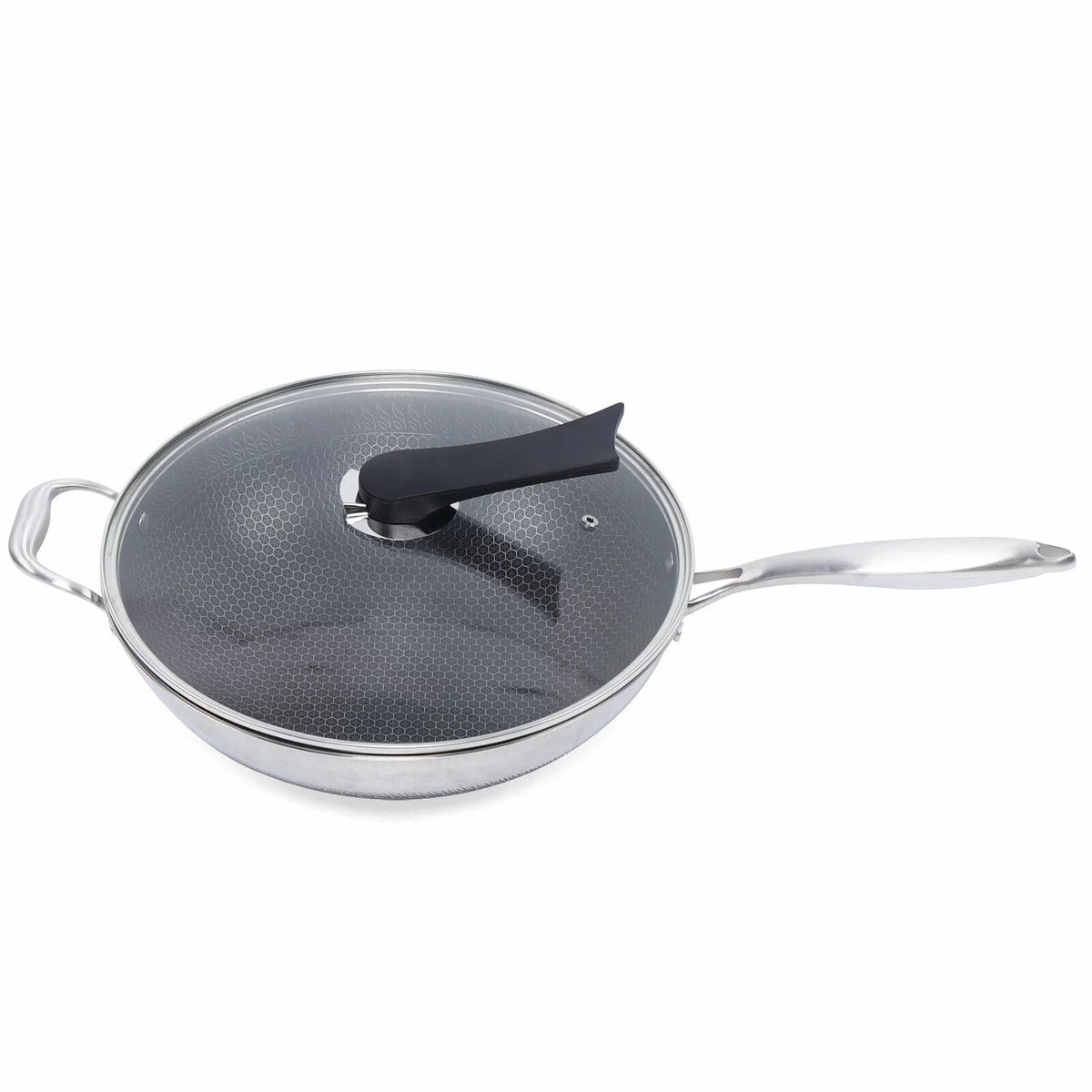 Non Stick Stainless Steel Frying Pan with Glass Lid G32494