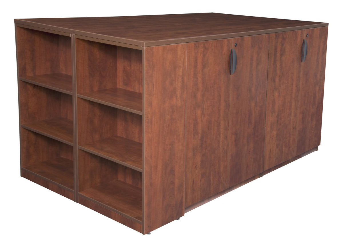 Cherry 2 Storage Cabinet 2 Desk with Bookcase B159018