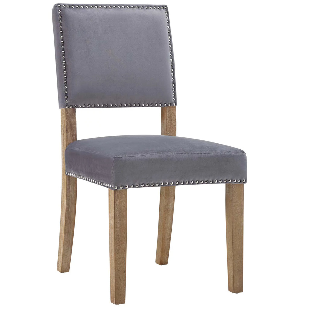 Grey Velvet Wood Dining Chair Set of Two R757