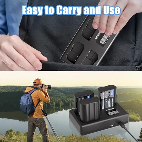 3 Pack EN-EL15C Batteries and Three-Slot Charger Set 2280mAh T284
