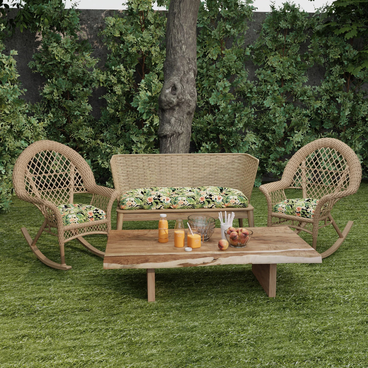 3-Piece Tufted Outdoor Cushion Set T196