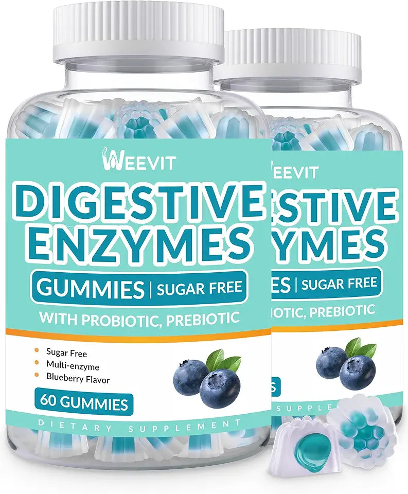 Sugar Free Vegan Blueberry Flavored Chewable Digestive Enzymes Gummies with Probiotics & Prebiotics Blend Q633392
