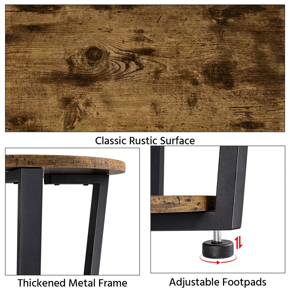 Brown Metal Side Table with Storage Rack C76059