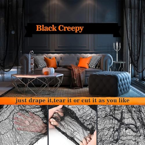 Black Halloween Creepy Cloth, 29.92X70.86 Inch Cotton Gauze Tapestry R732
