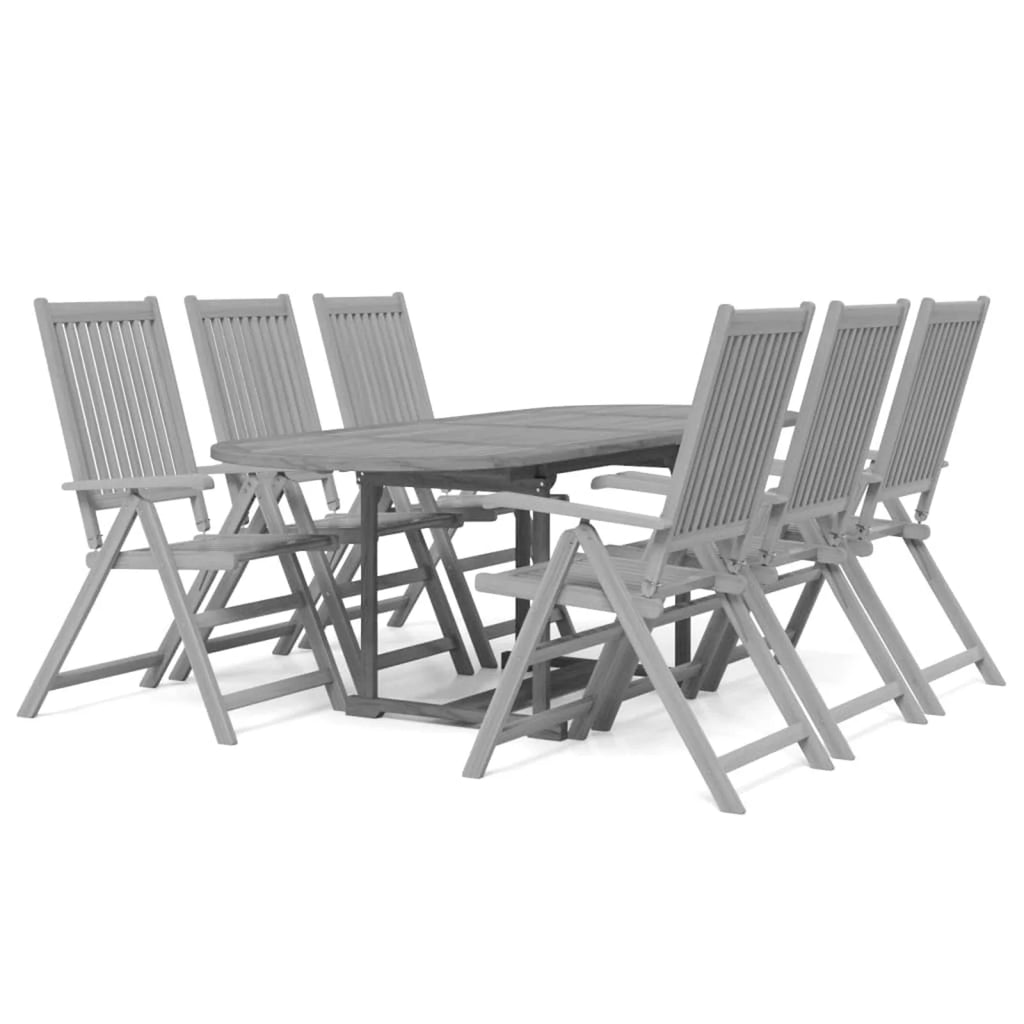 7 Piece Gray Acacia Wood Outdoor Dining Set C716