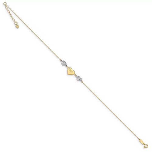14 Karat Two-Tone Diamond-cut Anklet Z959602