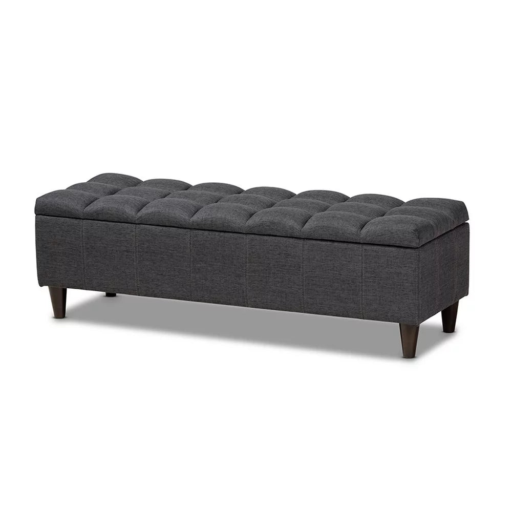 Charcoal Fabric Upholstered Wood Storage Bench Ottoman N706