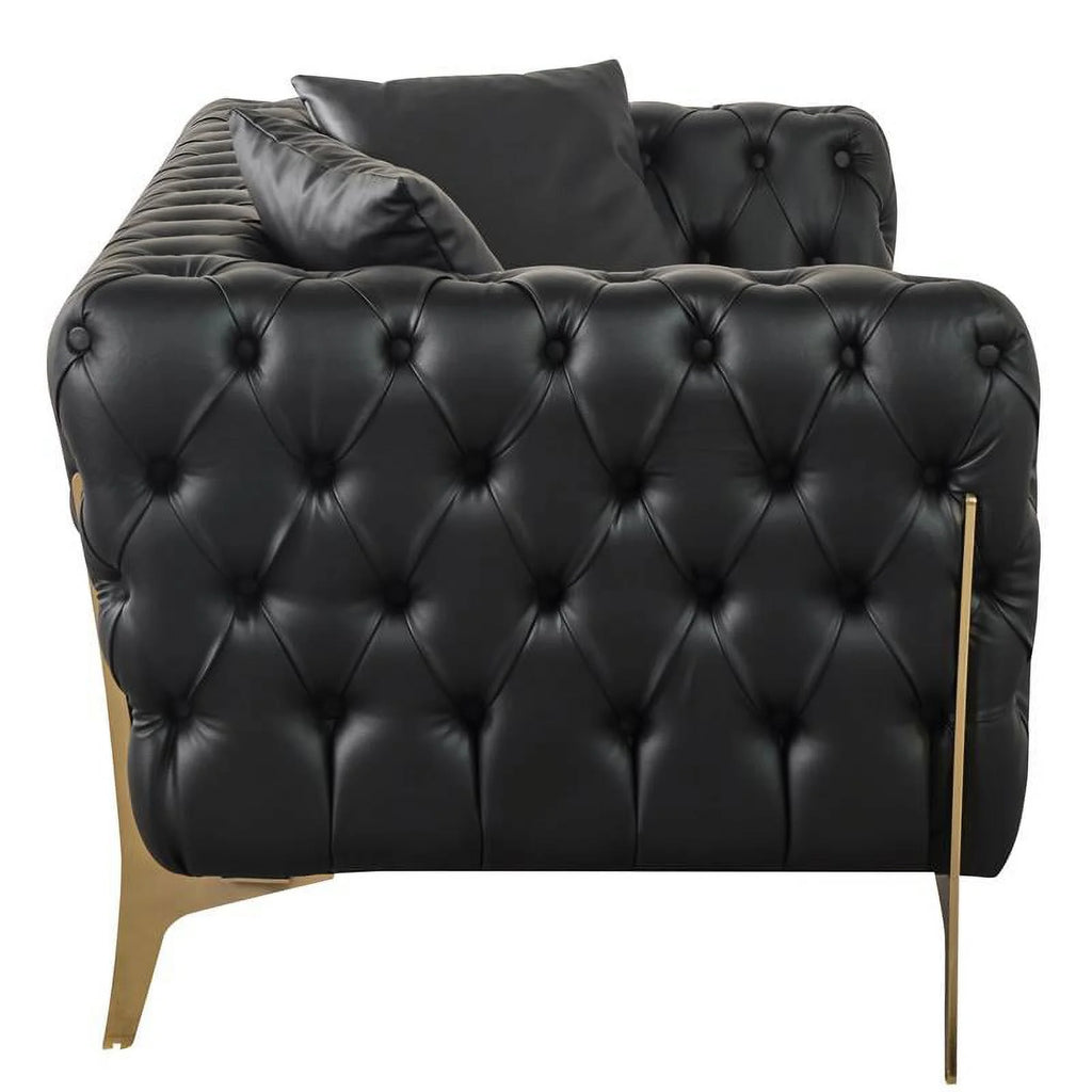 Black Vegan Leather Loveseat T4604