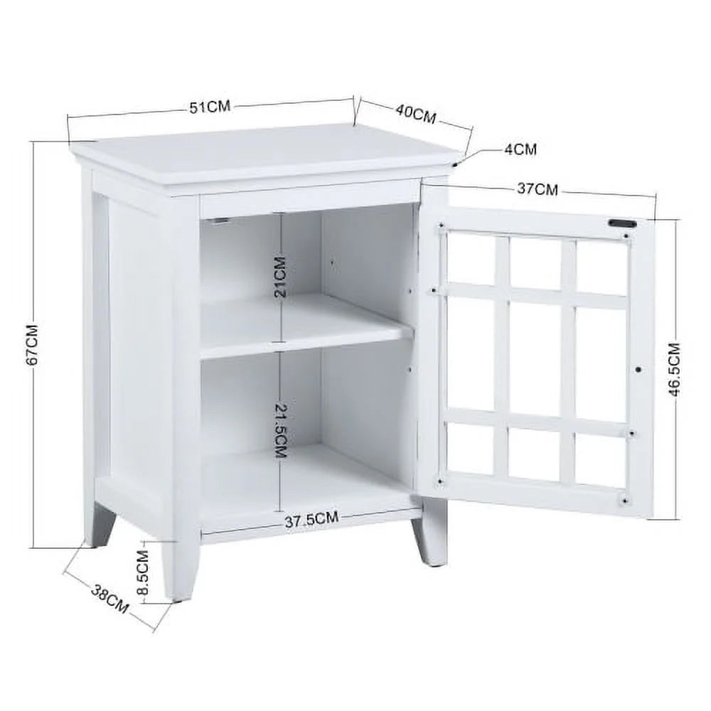 White Bedside Table/Night Stand with Open Storage Compartments B163824