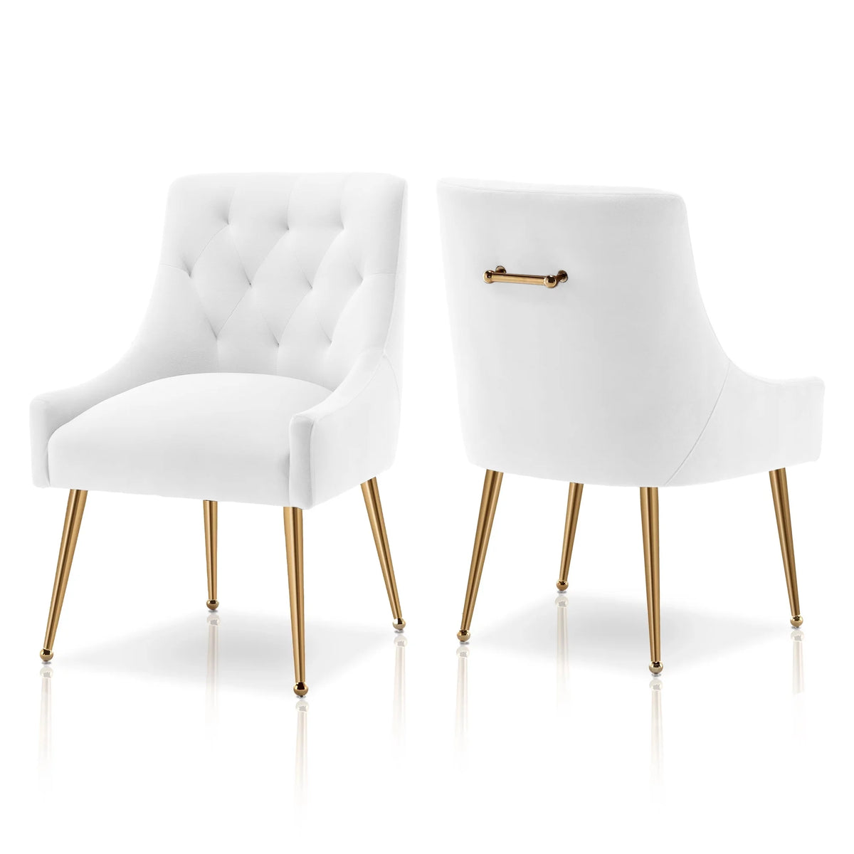 Beige Velvet Upholstered Dining Chairs Set of 2 V250085