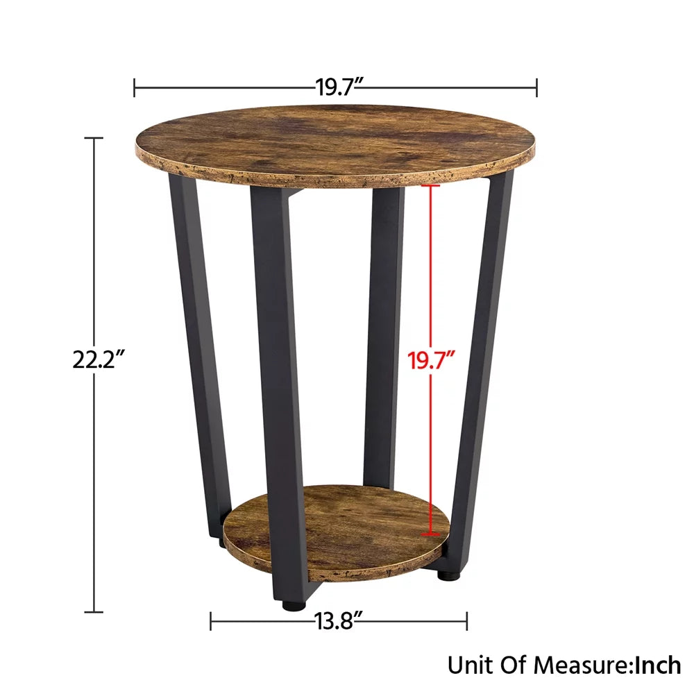 Brown Metal Side Table with Storage Rack C76059