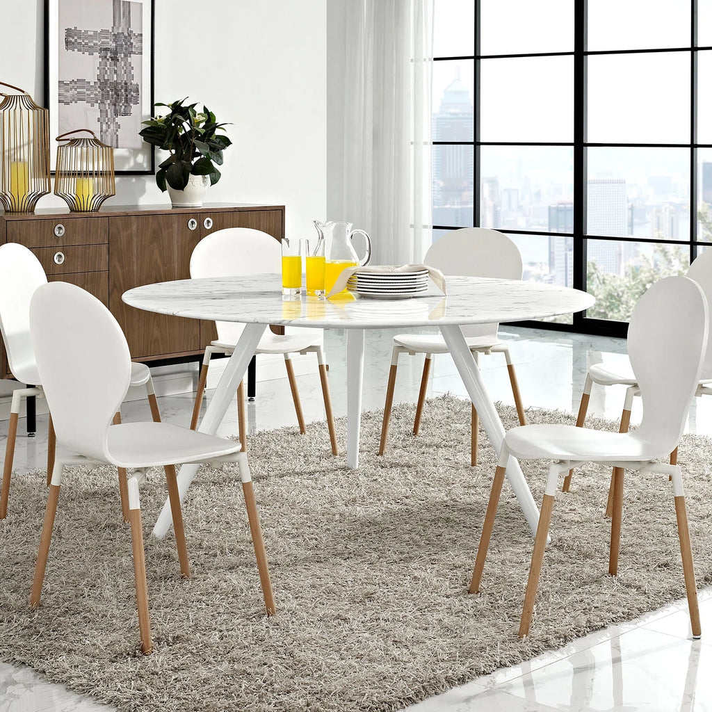 Round White Marble Metal Dining Table Q8431