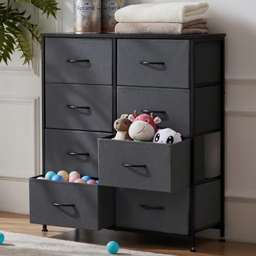 Black 6 Fabric Drawer TV Stand X472