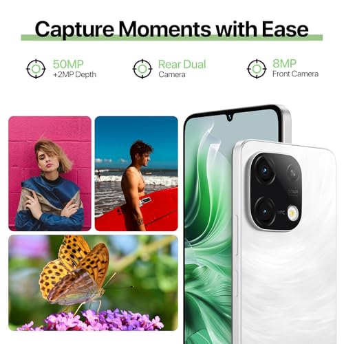 Android 14 Unlocked Smartphone 12GB 128GB 6.75" HD+ 90Hz 5000mAh 50MP White O882