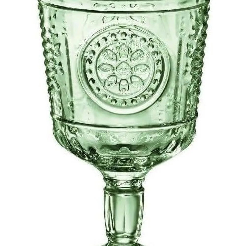Set Of 4 Stemware Glasses 10.75 Oz. Crystal Glass Pastel Green Y675