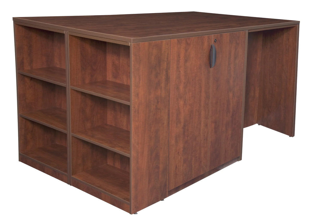 Cherry 2 Storage Cabinet 2 Desk with Bookcase B159018