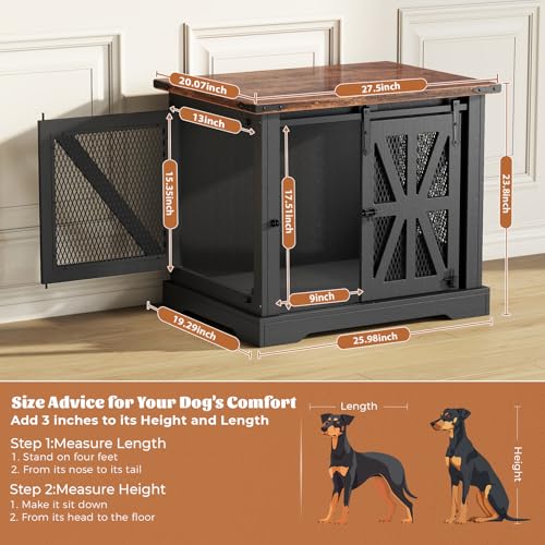 40" Heavy Duty Dog Crate Furniture with Double Doors Black G681958