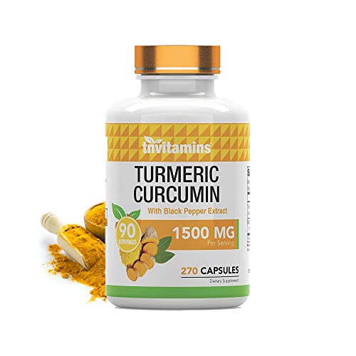 Turmeric Curcumin Capsules with Black Pepper 1500 MG 270 Capsules J1756